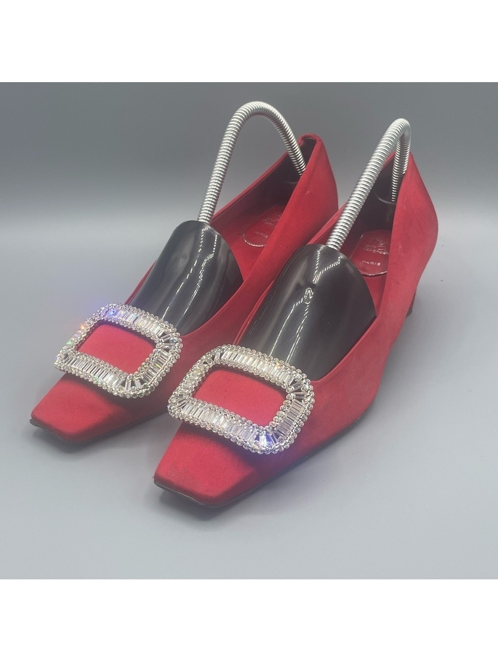 Roger Vivier Red Flats with Embellished Buckle